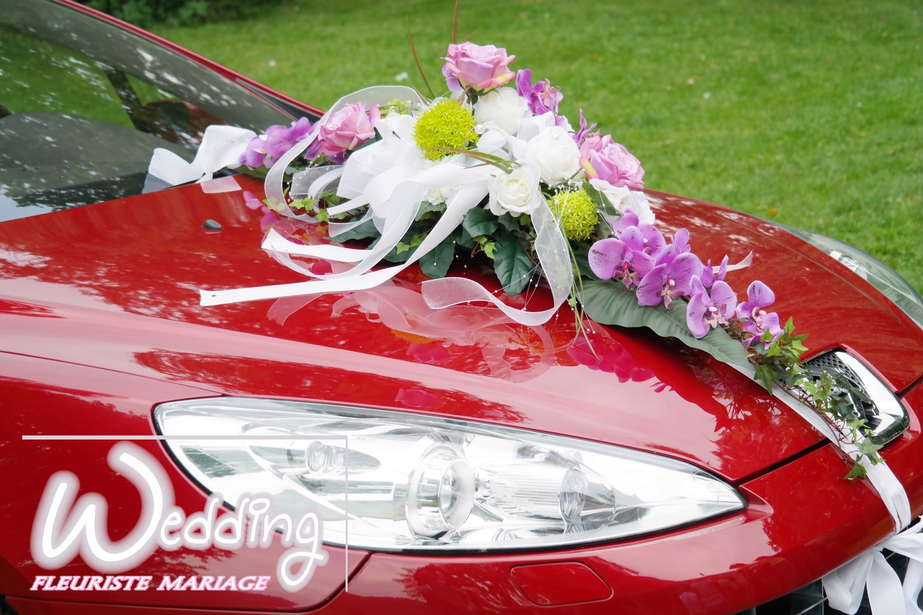 DÉCORATION FLORALE VOITURE DES MARIÉS ST LAURENT DU VAR - WEDDING FLEURISTE MARIAGE ST LAURENT DU VAR